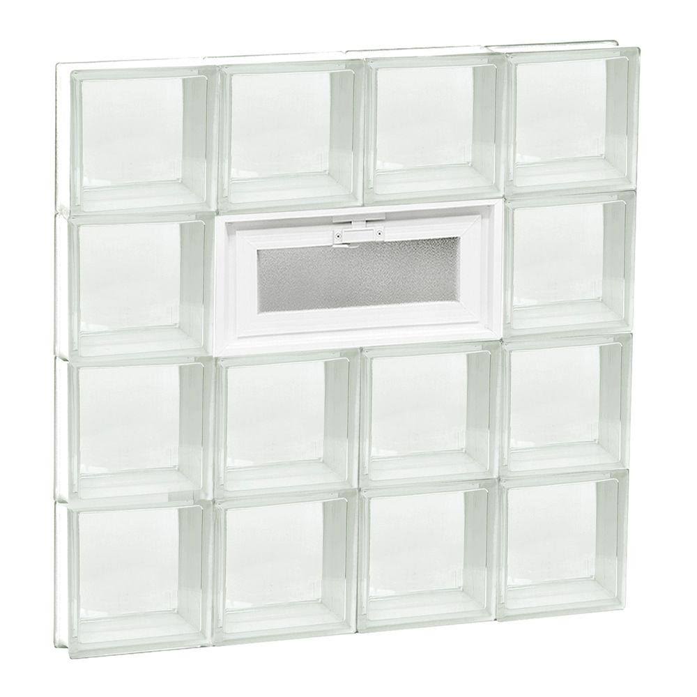 Frameless Vented Clear Glass Block Window R888302