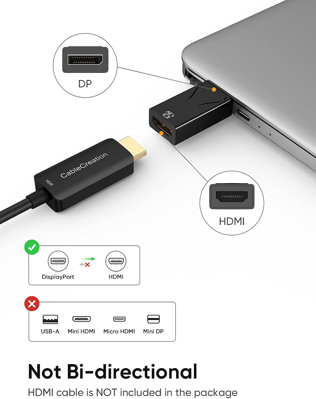 DP to HDMI Adapter 3-Pack Gold Plated Black I2699