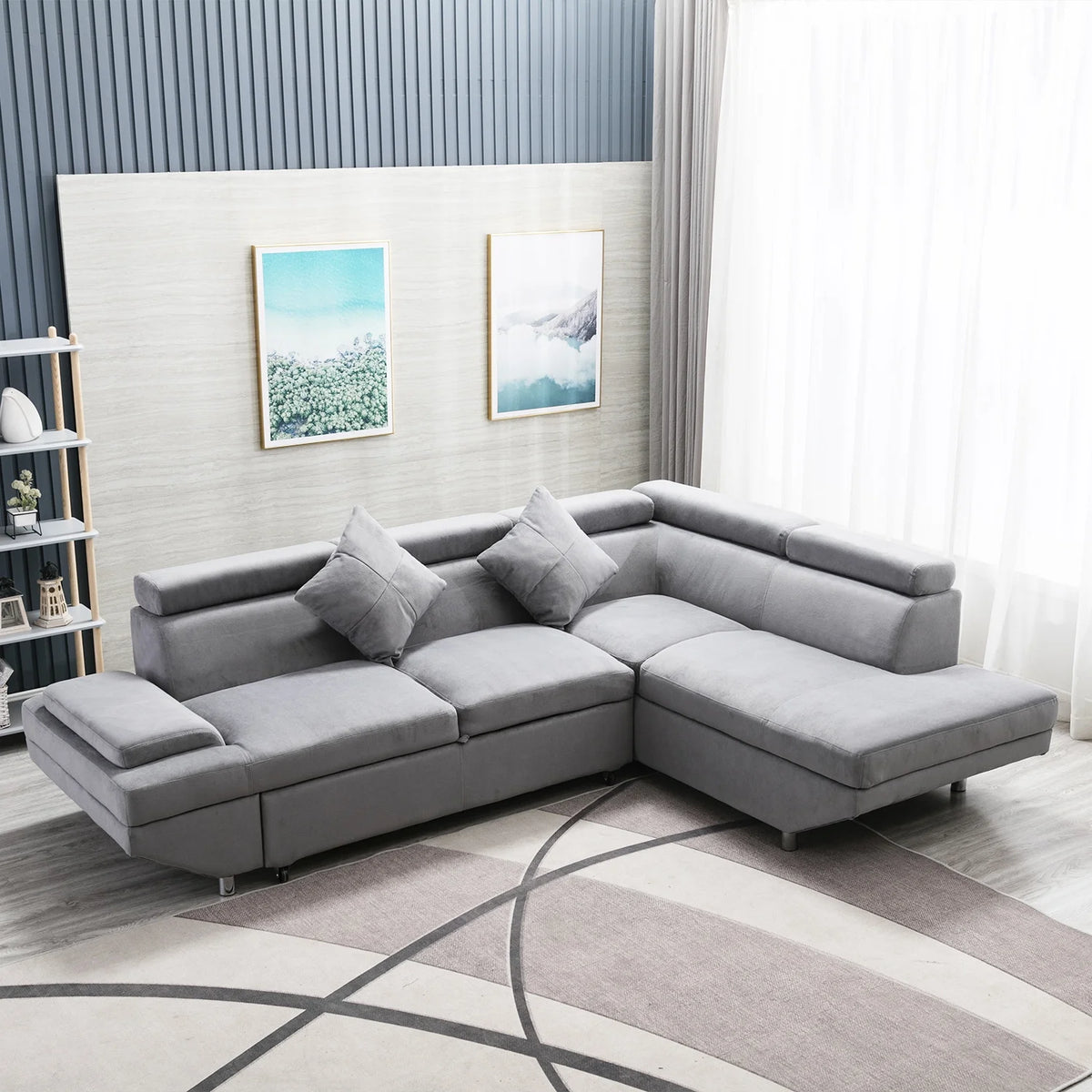 Modern Upholstered Fabric Sectional Sofa Bed B765725