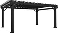 16' x 12' Black Steel Pergola with Sail Shade Canopy V89403