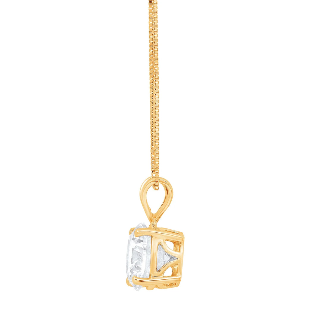 18K Yellow Gold Solitaire Moissanite Pendant with 18" Chain C3586
