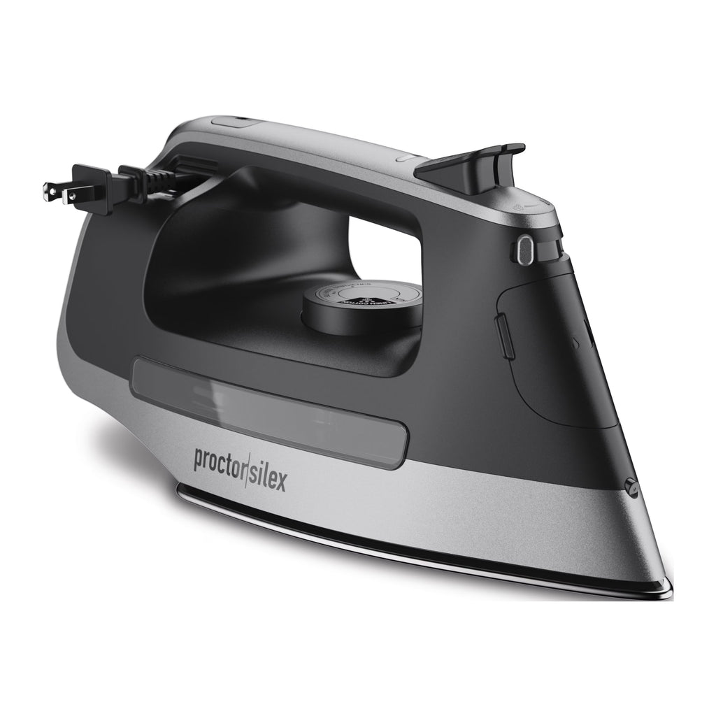 Black and Silver Steam Iron with Retractable Cord W43166