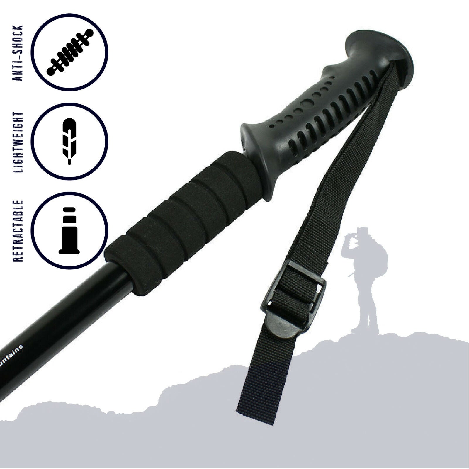 Pair of 2 Adjustable Anti-shock Trekking Poles V281837