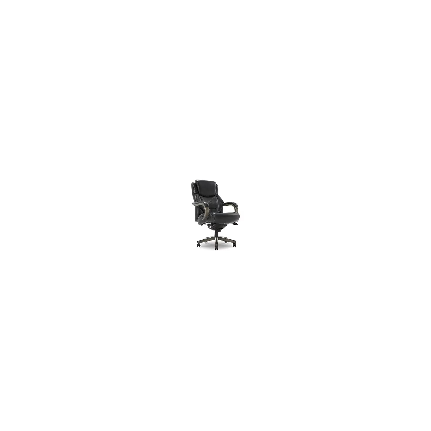 Jet Black/Gray Ergonomic Leather Executive Chair P2686