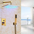 Gold 10 inch Rainfall LED Shower Head with Brass Handheld Shower U915162