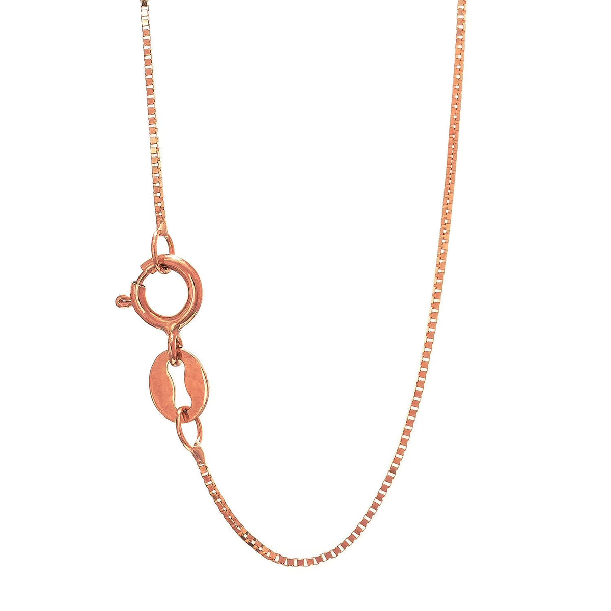 14k Solid Rose Gold Box Chain Necklace, Spring Ring Clasp - 16 Inches F5451