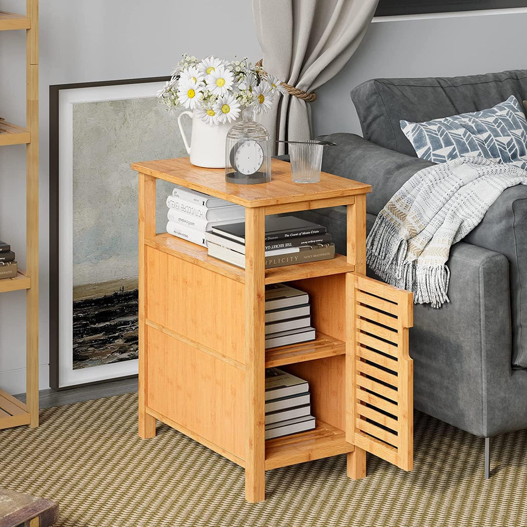 Bamboo 3-Tier Narrow End Table with Storage Shelf A11083