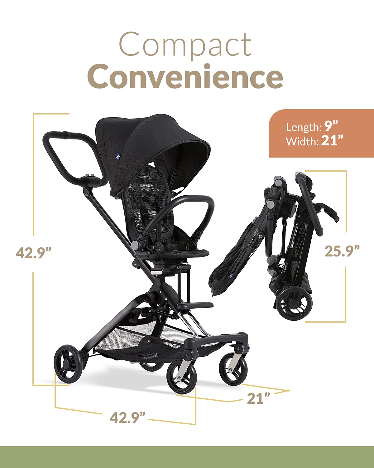 2-in-1 Lightweight Stroller with Anti-UV Canopy Q2487