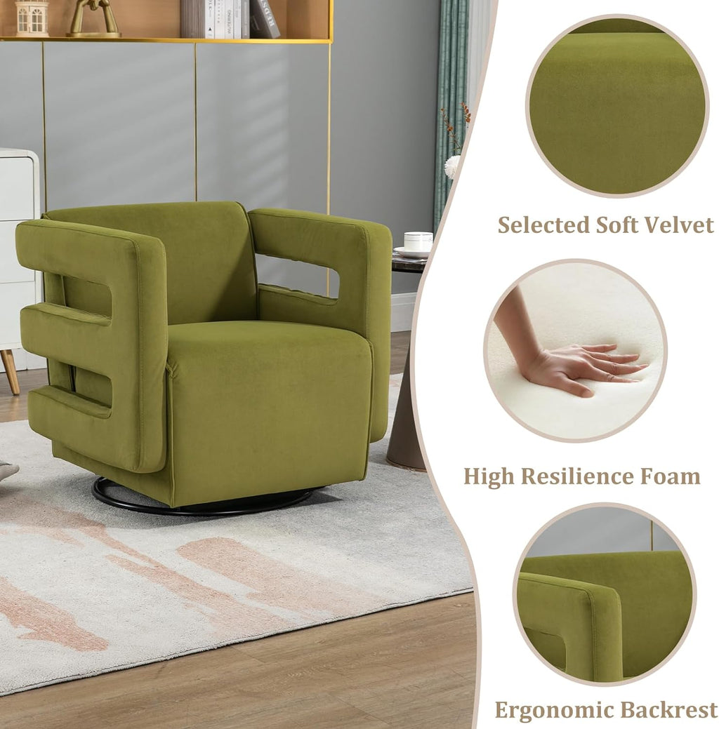 Olive Upholstered Swivel Accent Chair R32499