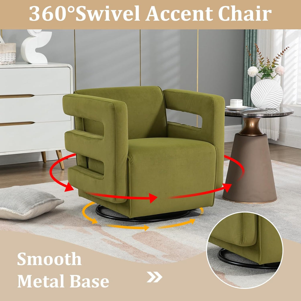 Olive Upholstered Swivel Accent Chair R32499