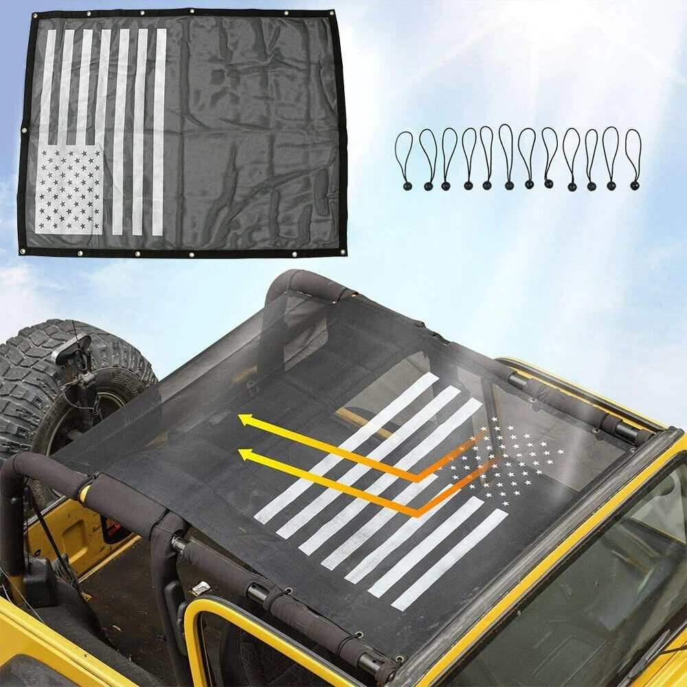 Black Mesh Sunshade for Jeep Wrangler V106732