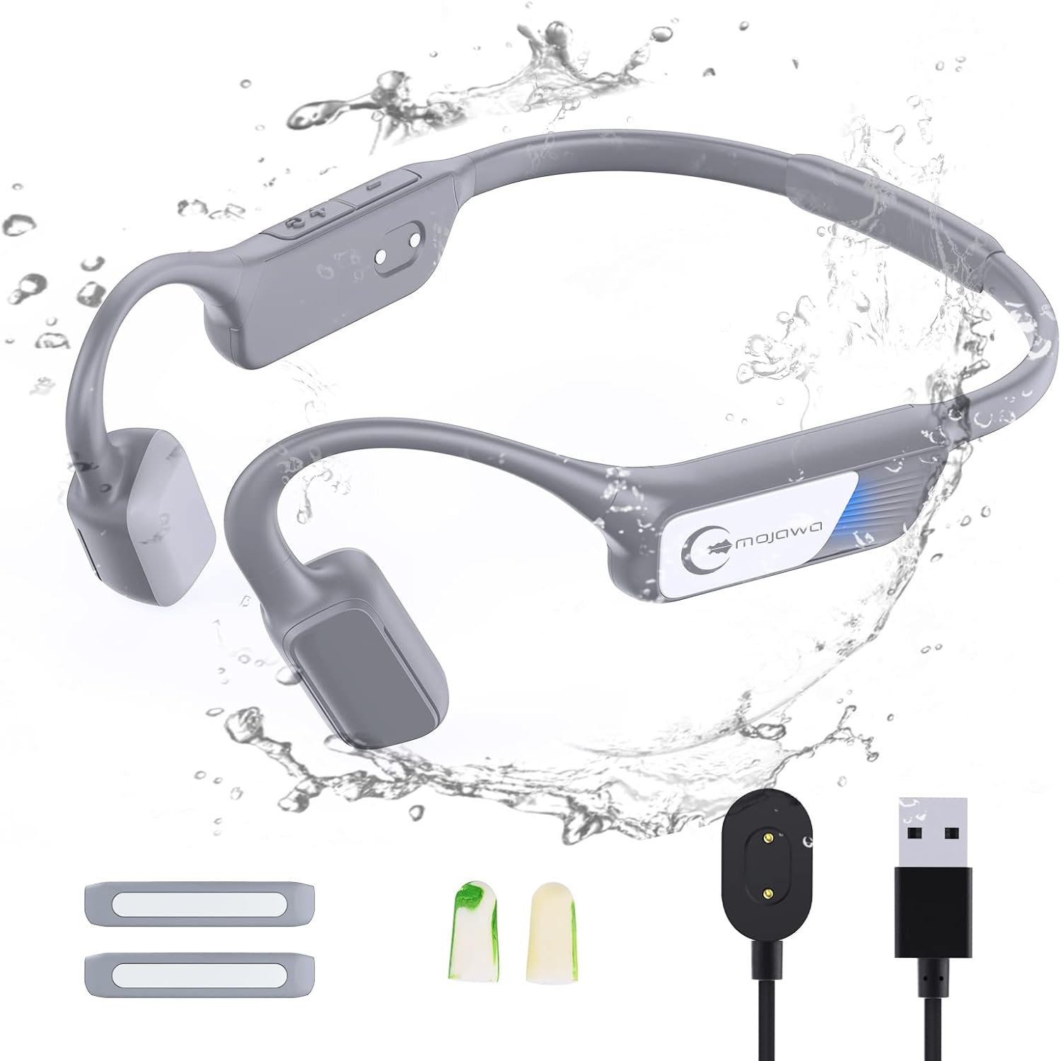 Grey Bone Conduction Open-Ear Wireless Bluetooth Headphones with Mic D99642