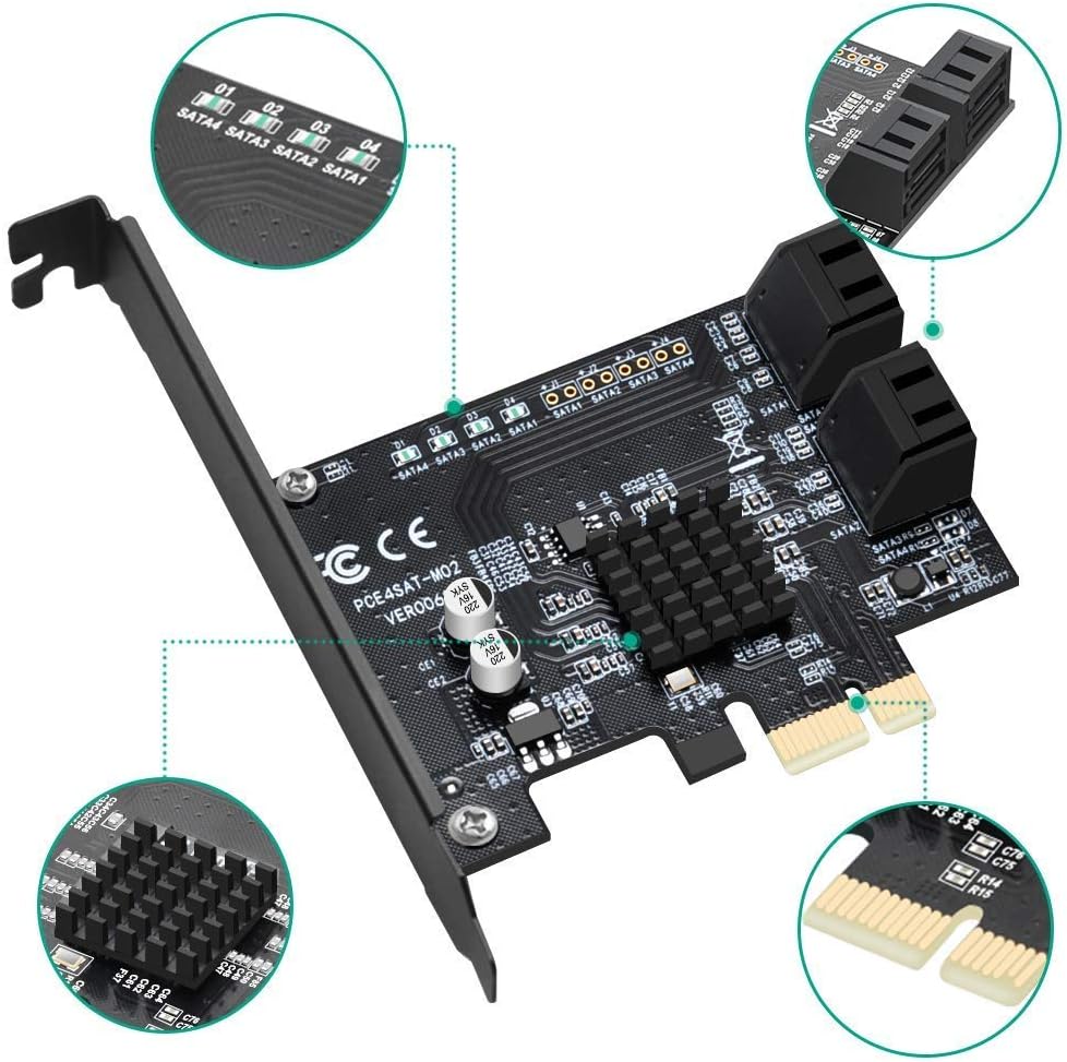 PCIe SATA Card 4 Port Expansion Card C935