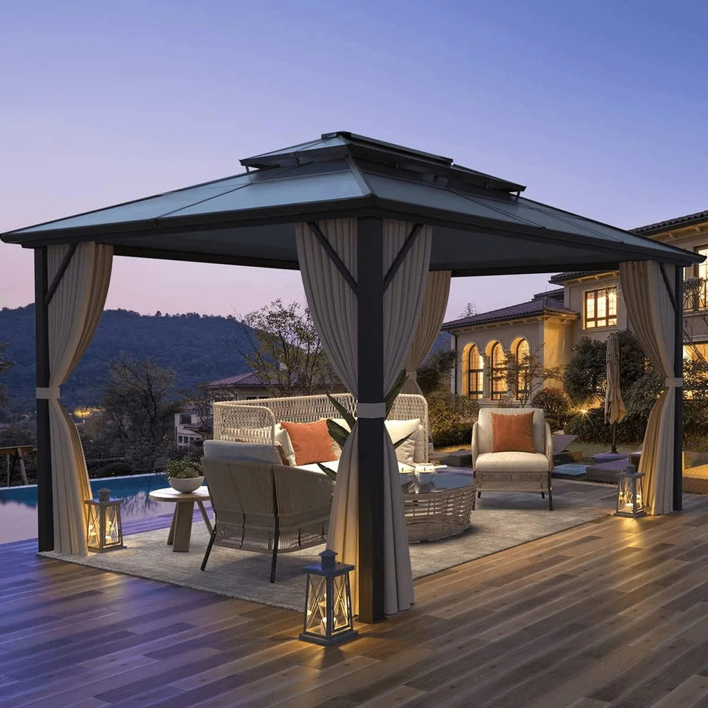 10' x 13' Outdoor Hardtop Gazebo with Aluminum Frame Z631202
