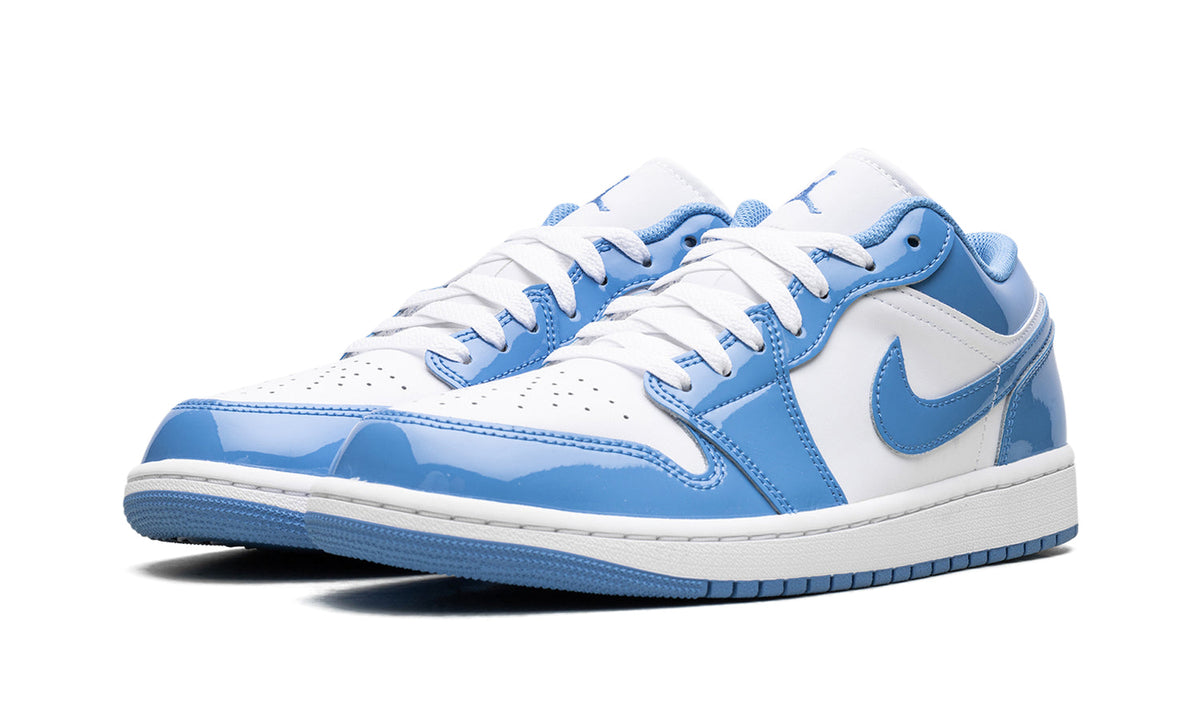 Air Jordan 1 Low Sneakers - White and Sky Blue with Glossy Overlays
