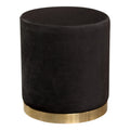 Black Velvet Round Accent Ottoman U590