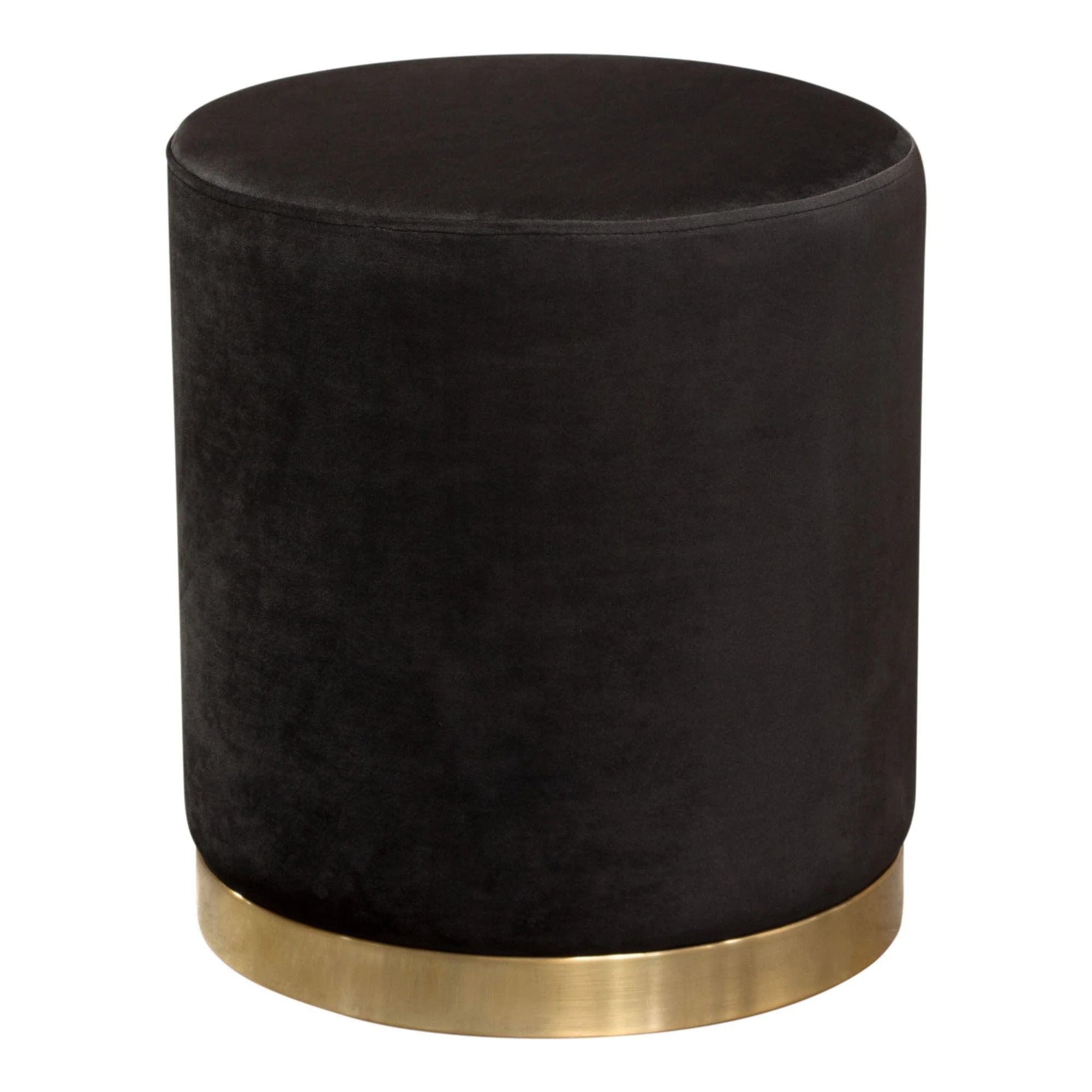 Black Velvet Round Accent Ottoman U590