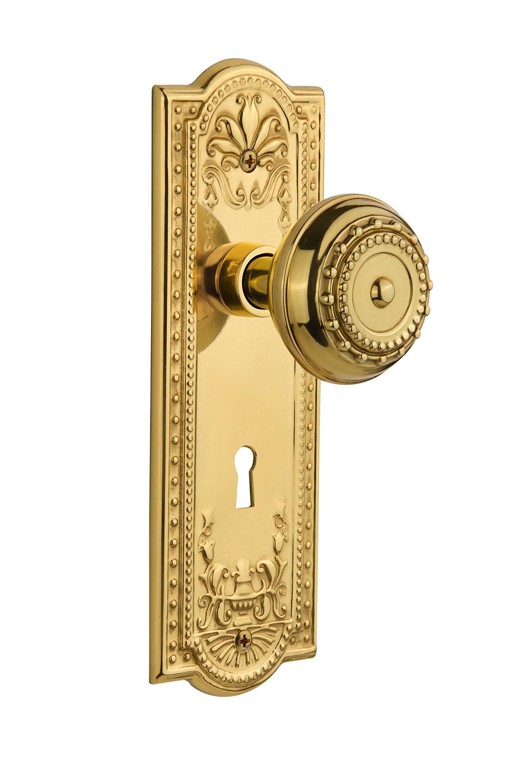 Polished Brass Door Knob with Keyhole Passage I913