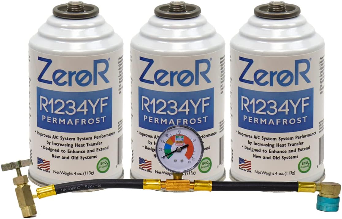 3 Cans + Tap & Gauge Pack of 2 Refrigerant AC Systems Performance Booster E198937