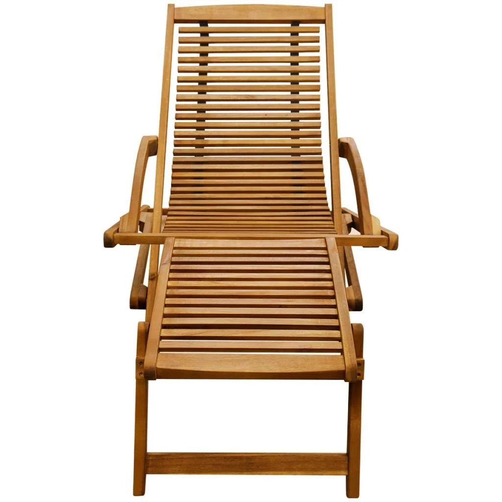 Acacia Wood Deck Chair with Footrest S735767