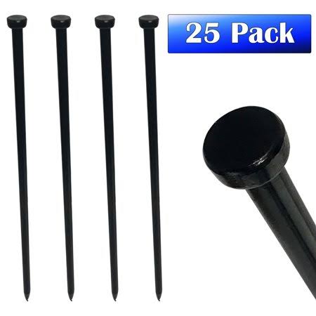 Heavy Duty Steel Tent Stakes 25 Pack Black O4562