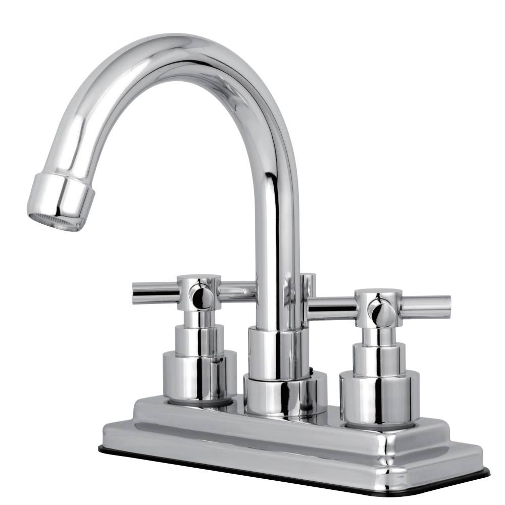 Polished Chrome Centerset Bathroom Faucet with Brass Pop-Up D1524