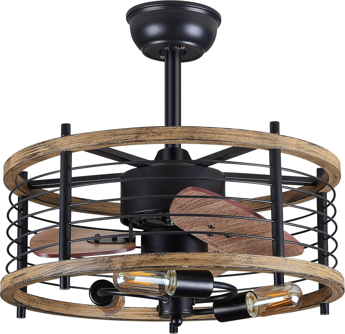 20-inch Caged Ceiling Fan with Light, Reversible, Remote, Bladeless B93208