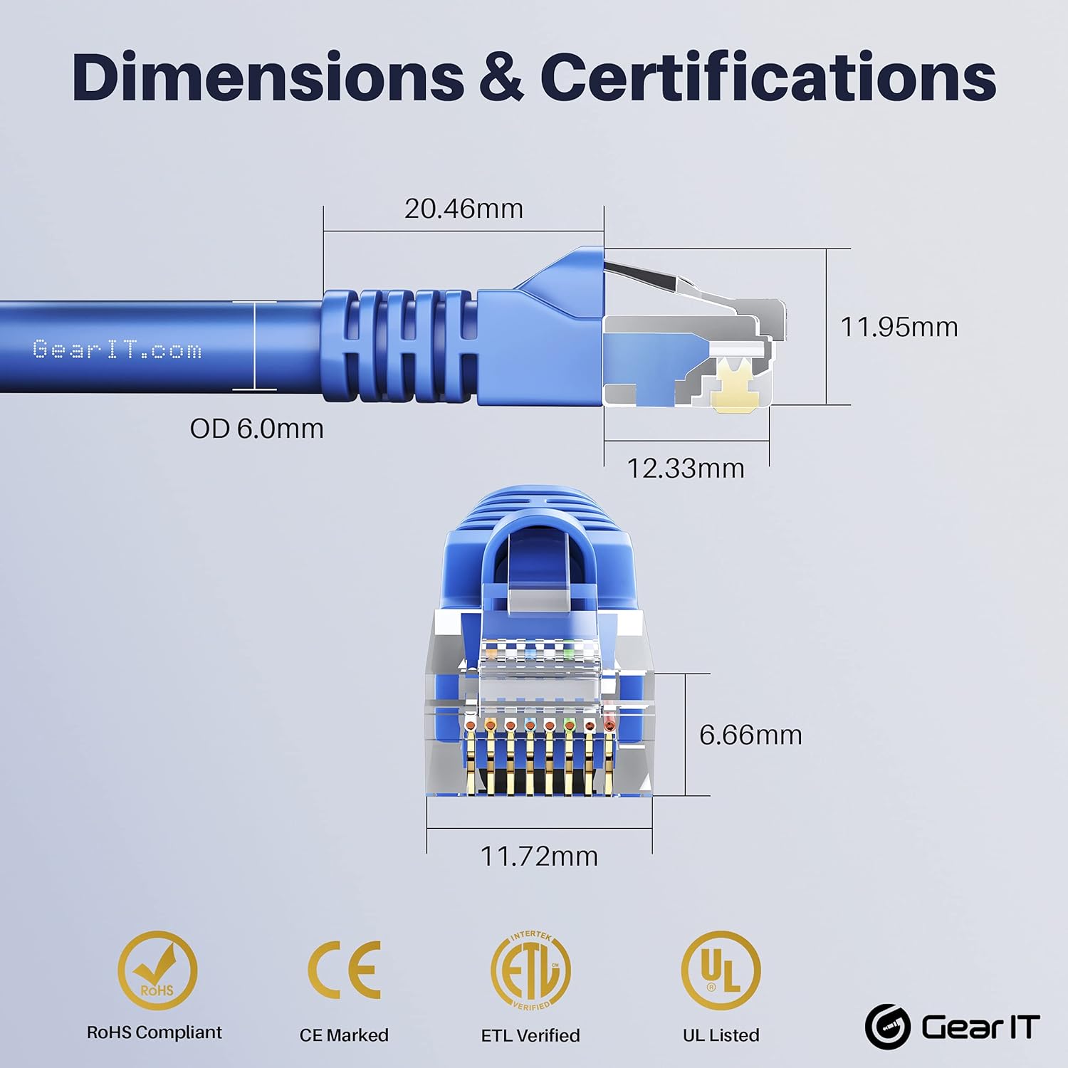 Cat 6 Ethernet Cable 1.5 ft 50-Pack Blue X728