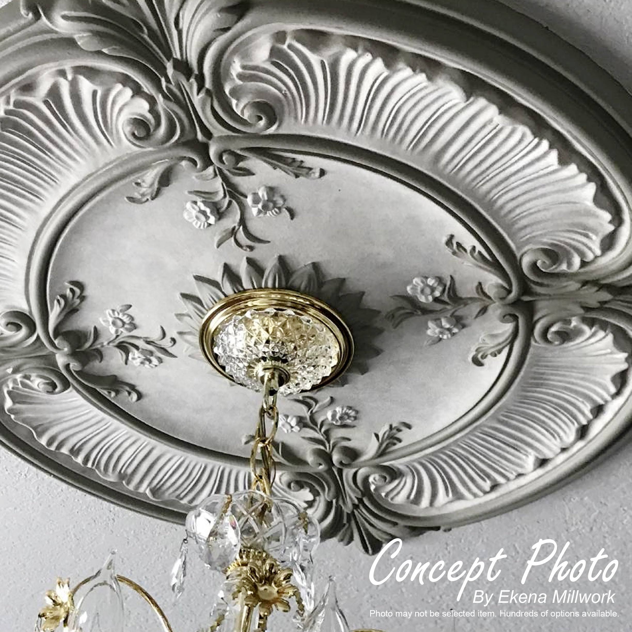 16 1/8x22OD x 3 1/2x22ID x 7/8x22P Hand-Painted Silver Ceiling Medallion P93732