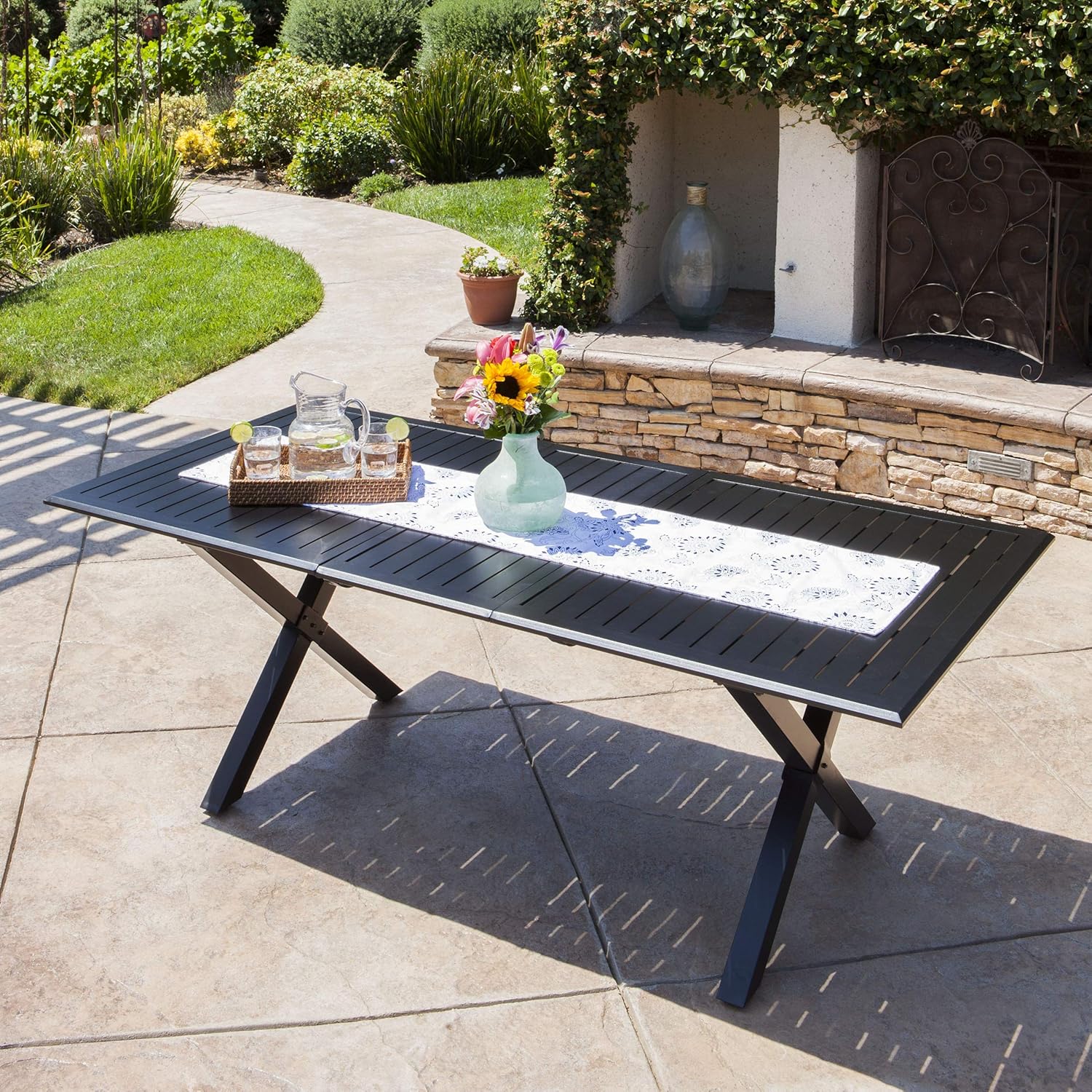 Black Cast Aluminum Rectangular Dining Table E893
