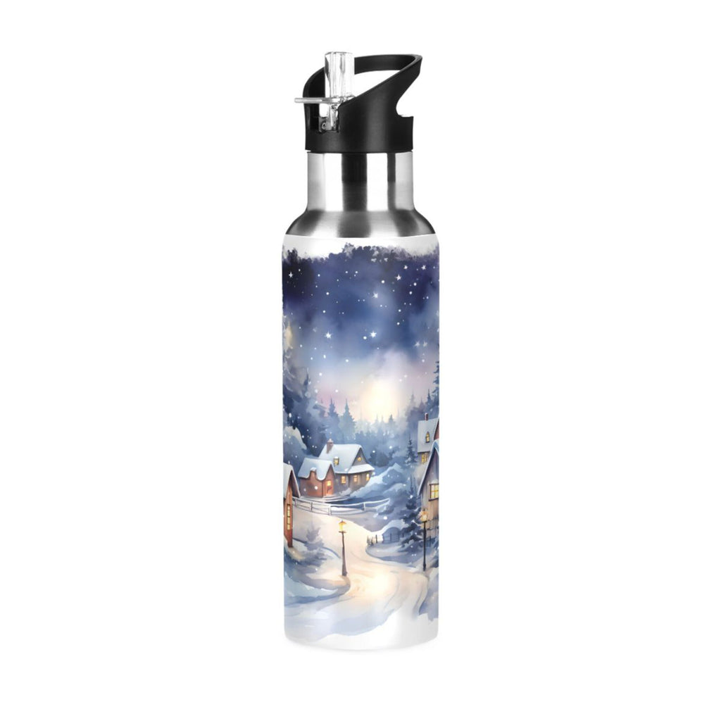 Stainless Steel Insulated Thermos Vacuum Flask Water Bottle with Straw Lid D2067