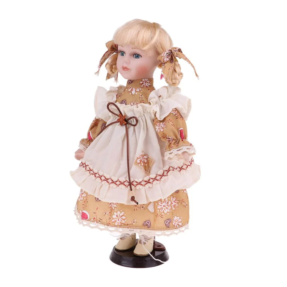 30cm Porcelain Doll Girl Figures with Stand R8697
