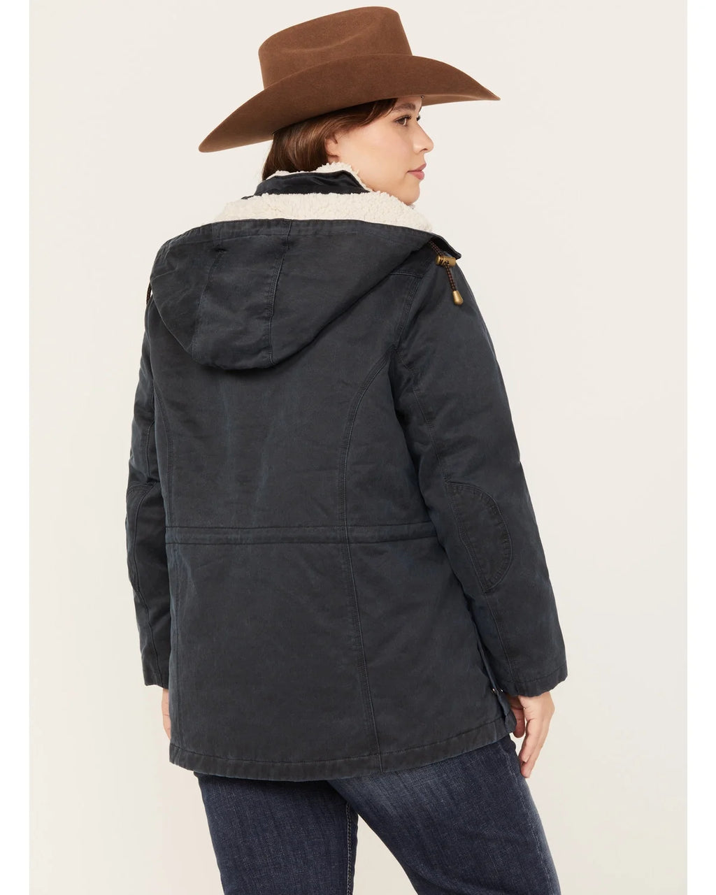 Navy Sherpa-Lined Hooded Jacket Plus Size 2X T41868