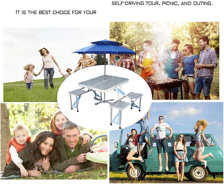 Aluminum Alloy Folding Picnic Table with 4 Seats W878875