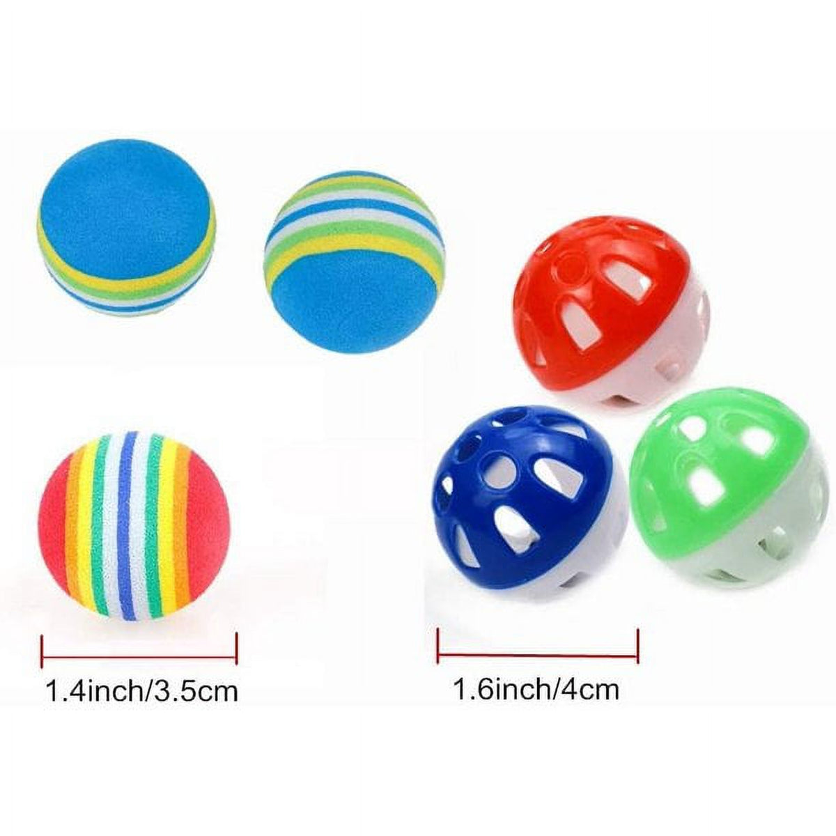 Foam Rainbow Play Balls and Jingle Bell Balls Cat Toys, 12 Pcs K87845