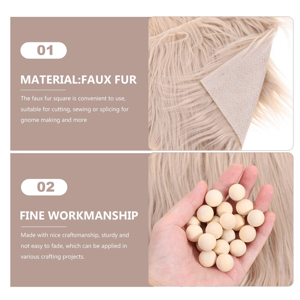 4 Sets DIY Gnome Doll Making Supplies with Faux Fur Fabric and Wooden Balls E222