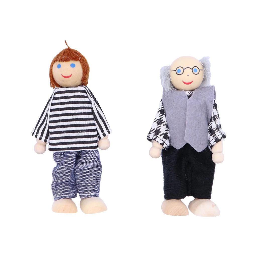 7pcs Wooden Dolls Pretend Play Set Figure Toy T764