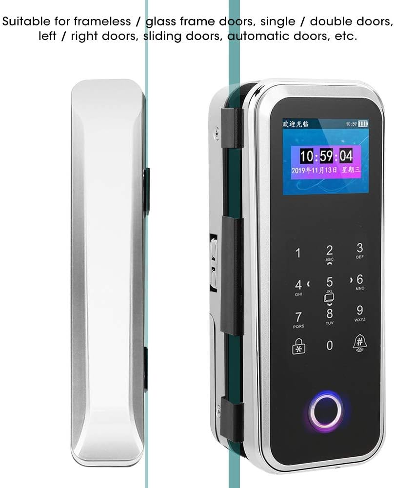 Silver Door Lock for Frameless Glass Doors H8331