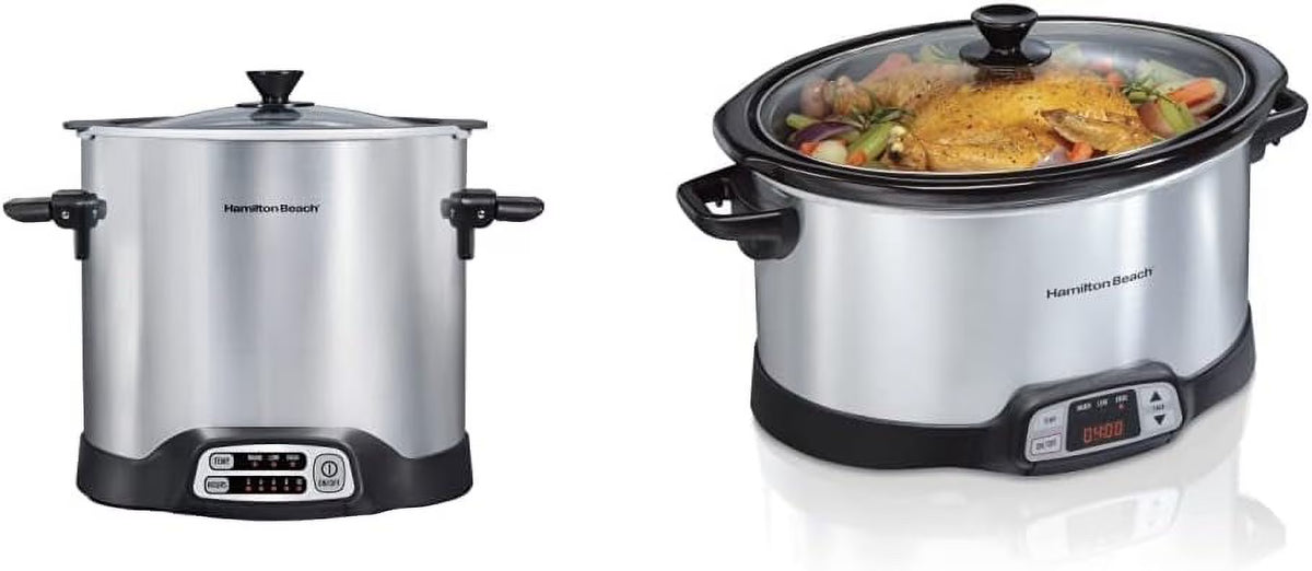 10 Quart Programmable Slow Cooker with Stovetop Safe Crock & 8 Quart Programmable Slow Cooker Y282