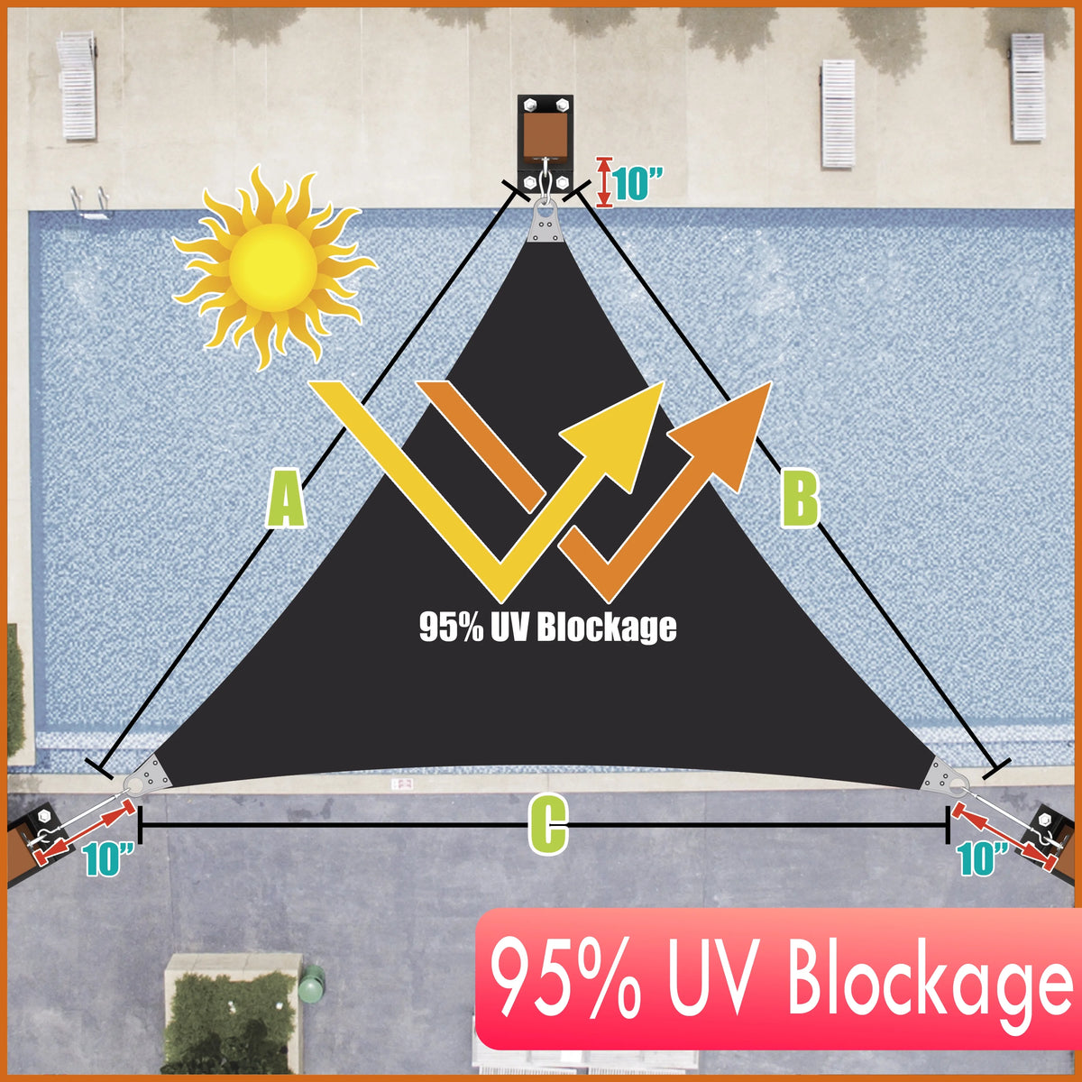 Black Right Triangle Sun Shade Sail Canopy Awning P922932