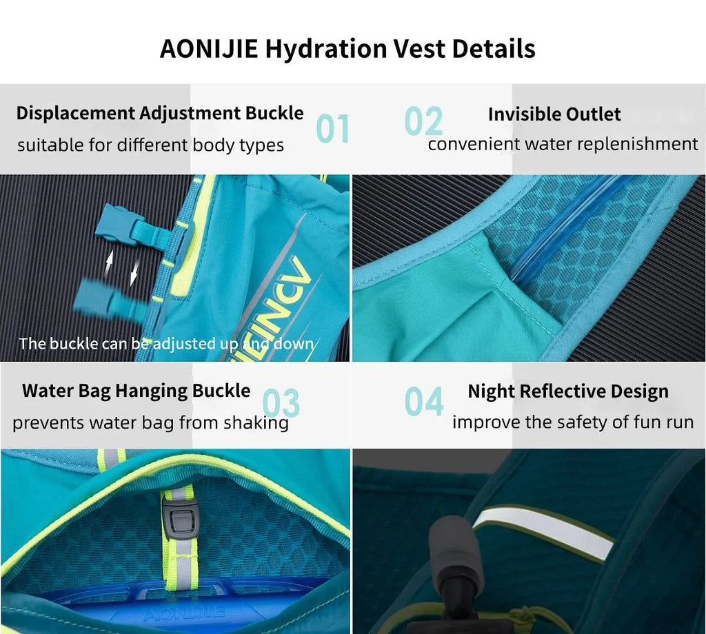 5L Lightweight Hydration Pack Running Vest Adjustable Buckle (Gray) V2998