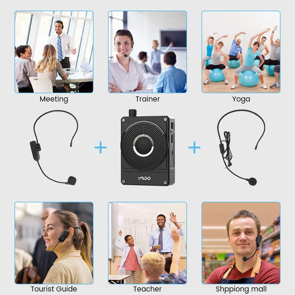 10W 1800mAh Rechargeable Voice Amplifier with UHF Wireless Microphone Headset, Pack of 2 M5712