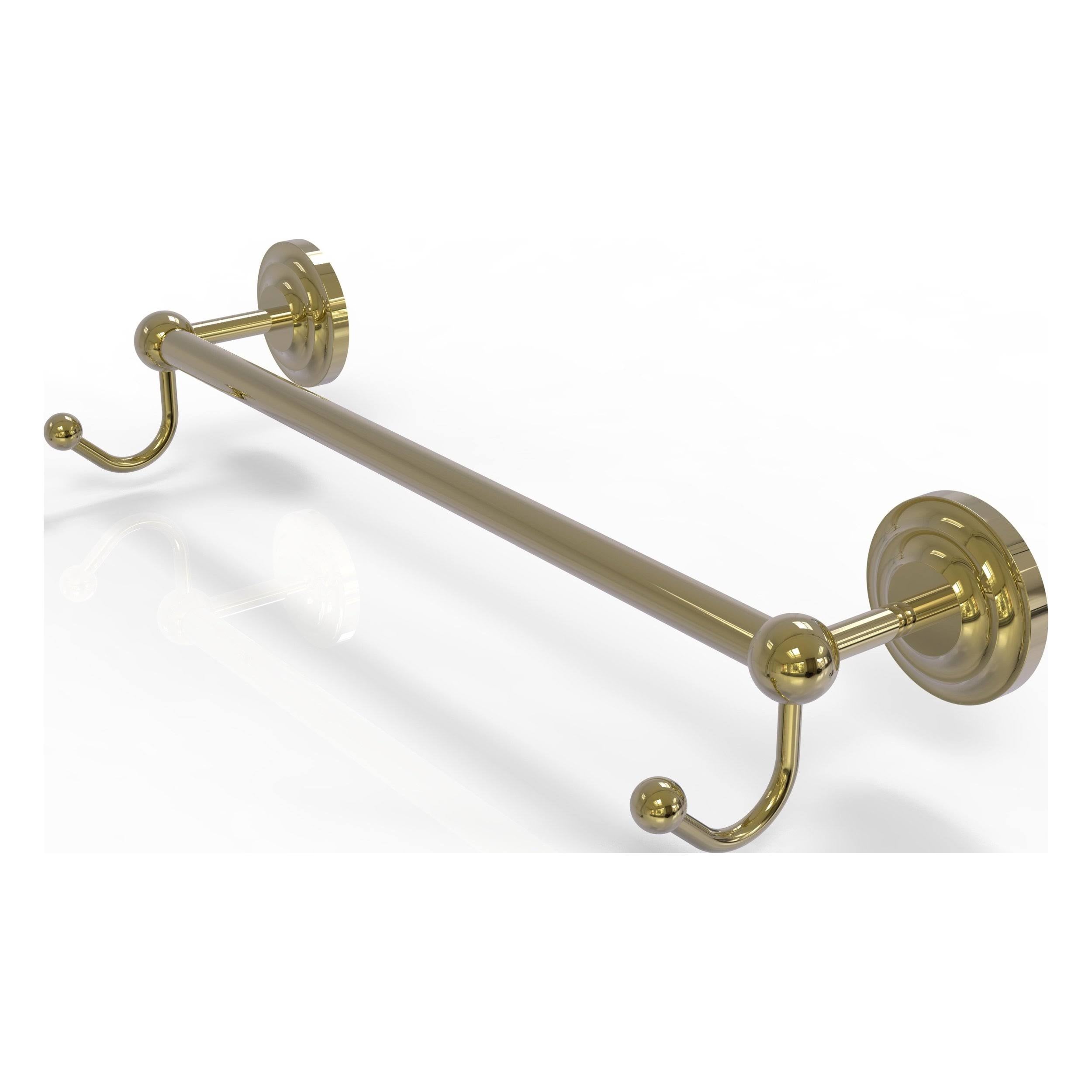 Unlacquered Brass Towel Bar with Integrated Hooks K8356