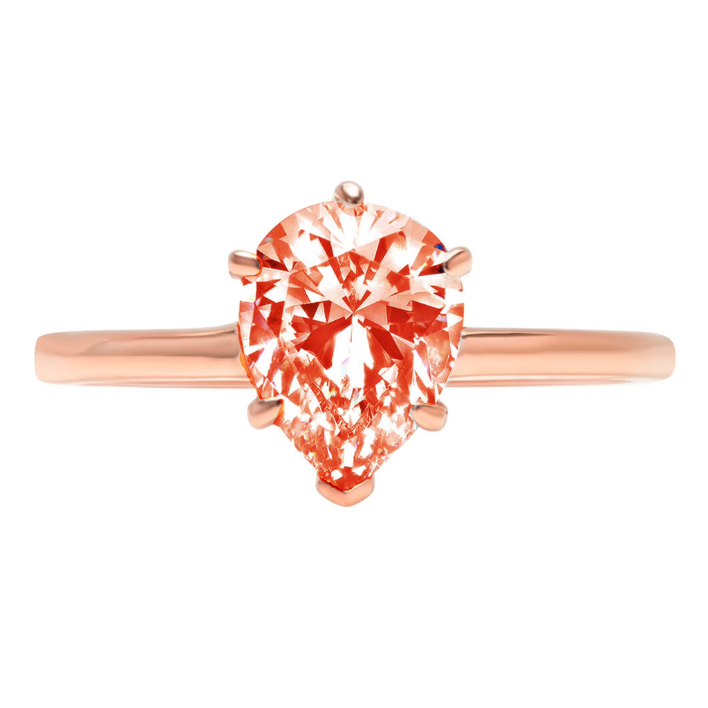 Pear Cut Red Simulated Diamond 18k Rose Gold Solitaire Ring Size 3.5 Q76024