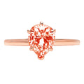 Pear Cut Red Simulated Diamond 18k Rose Gold Solitaire Ring Size 3.5 Q76024
