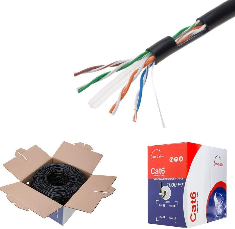 Plenum CAT6 1000FT CMP Cable Blue Solid 23 AWG Bulk Box Networking Wire L101142