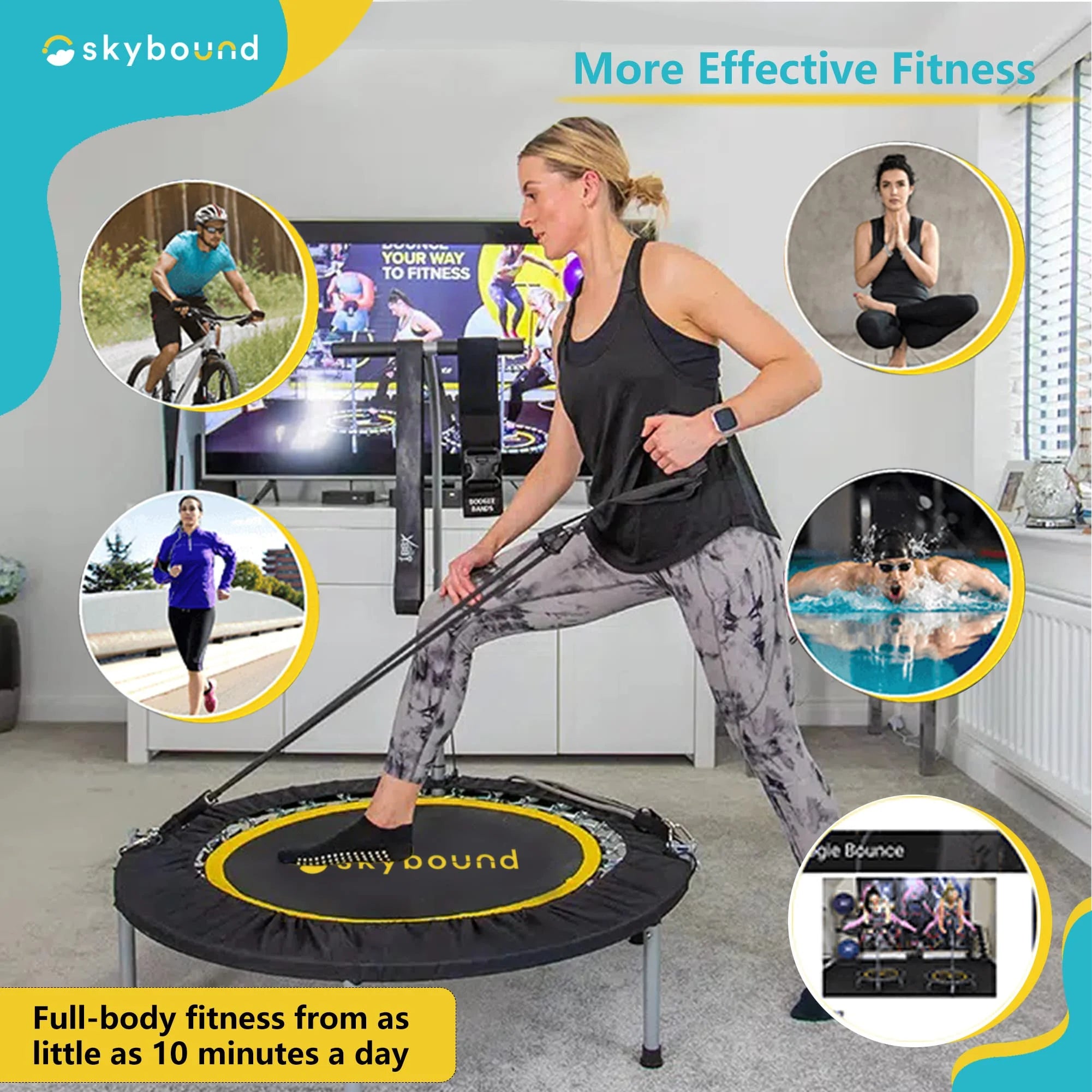 Foldable Mini Trampoline 39 Inch with Adjustable T-Bar Handle G25584