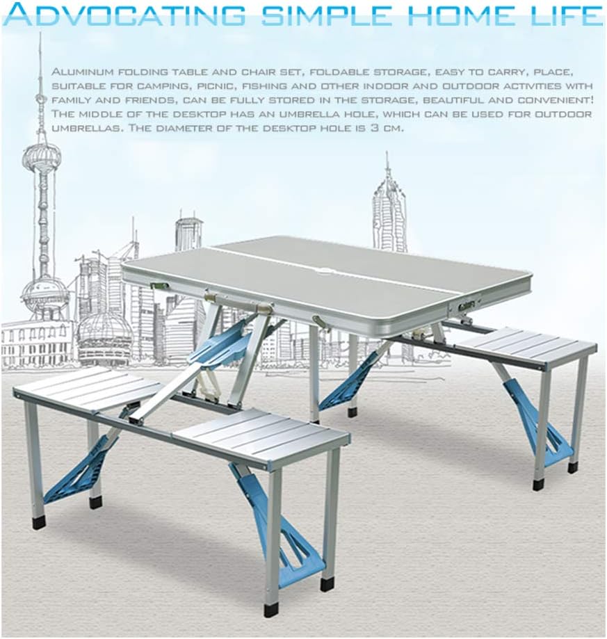 Aluminum Alloy Folding Picnic Table with 4 Seats W878875