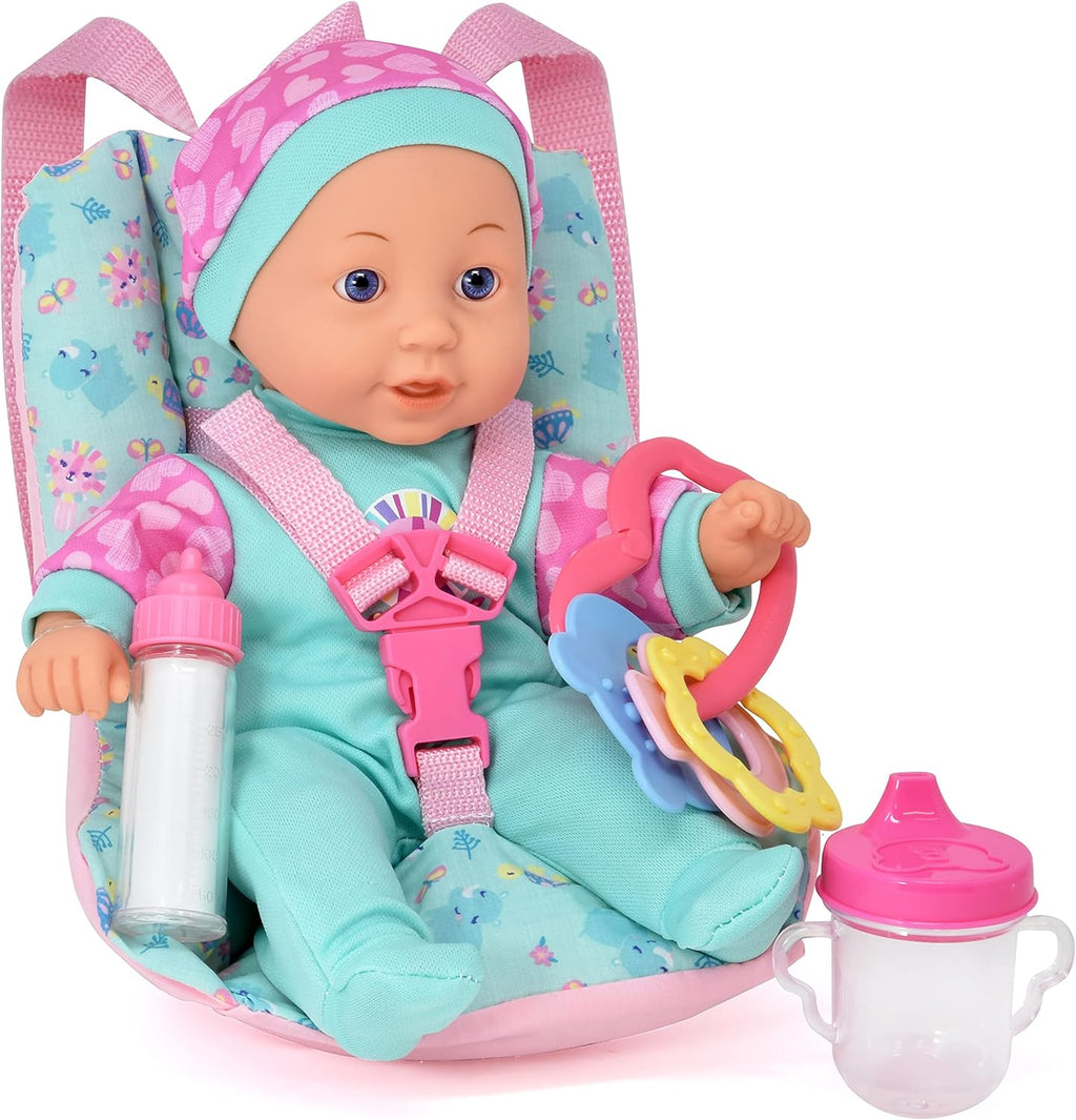 12 Inch Soft Body Black Baby Doll Travel Set with Booster Seat Carrier G29702