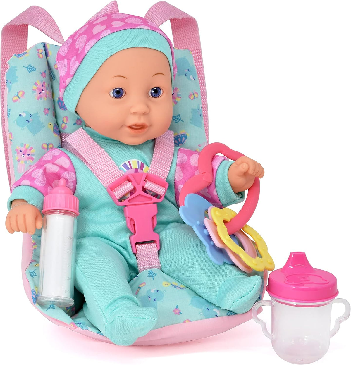 12 Inch Soft Body Black Baby Doll Travel Set with Booster Seat Carrier G29702